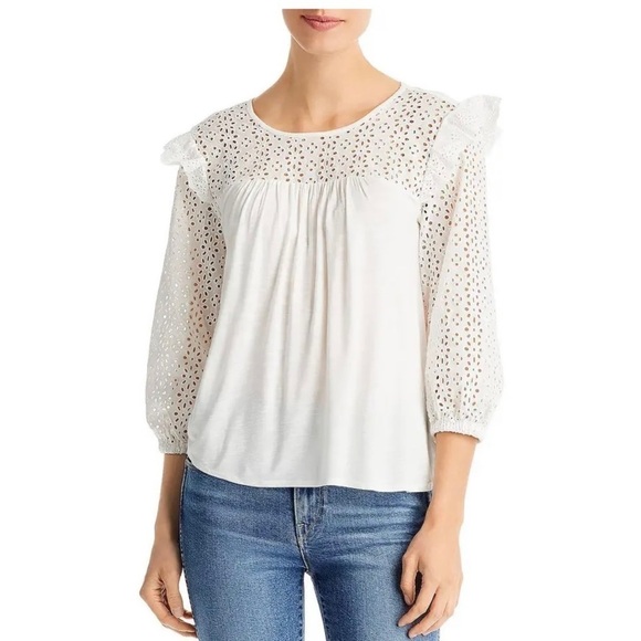 CUPIO WOMENS EYELET BOATNECK 3/4-SLEEVE PULLOVERExcellent Used Condition Size XL - Picture 1 of 3